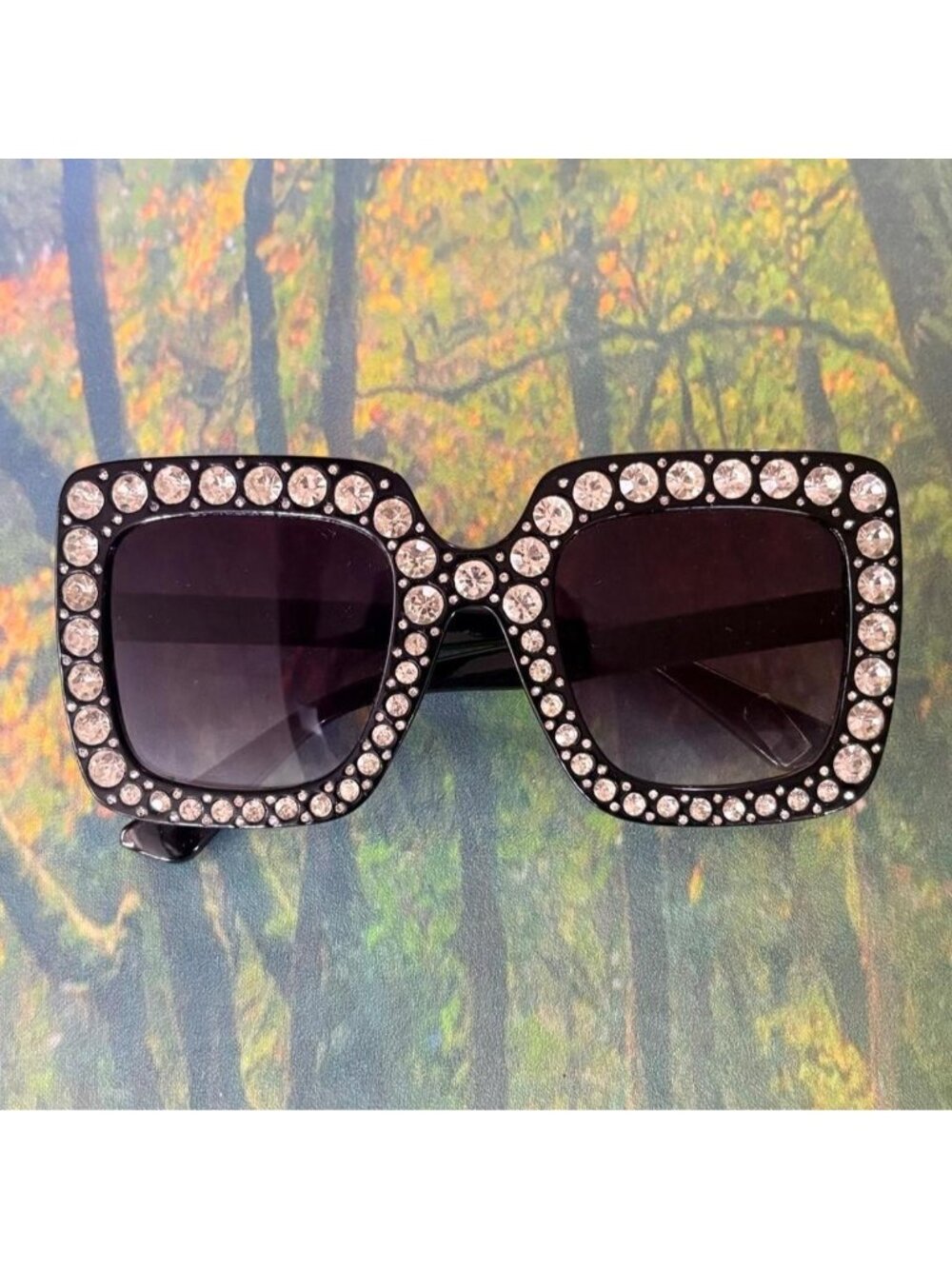 bedazzled oversized black sunglasses